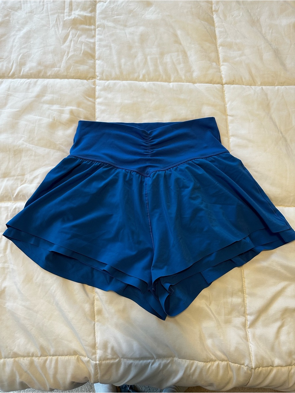 aerie Athletic flowy Shorts in Royal Blue with Ruched Front- size medium’s
